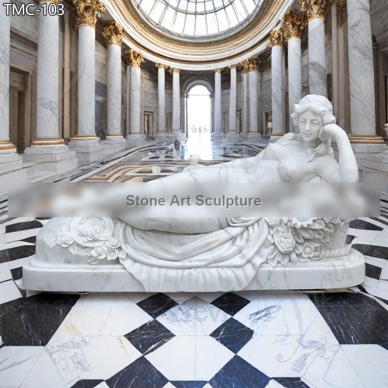 Elegant Marble Woman Lying Down Statue