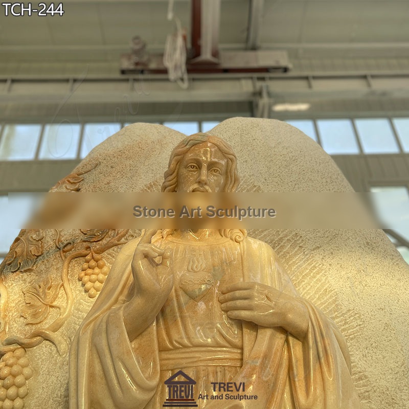 Beige Large Outdoor Marble Jesus Statue for Sale detail image
