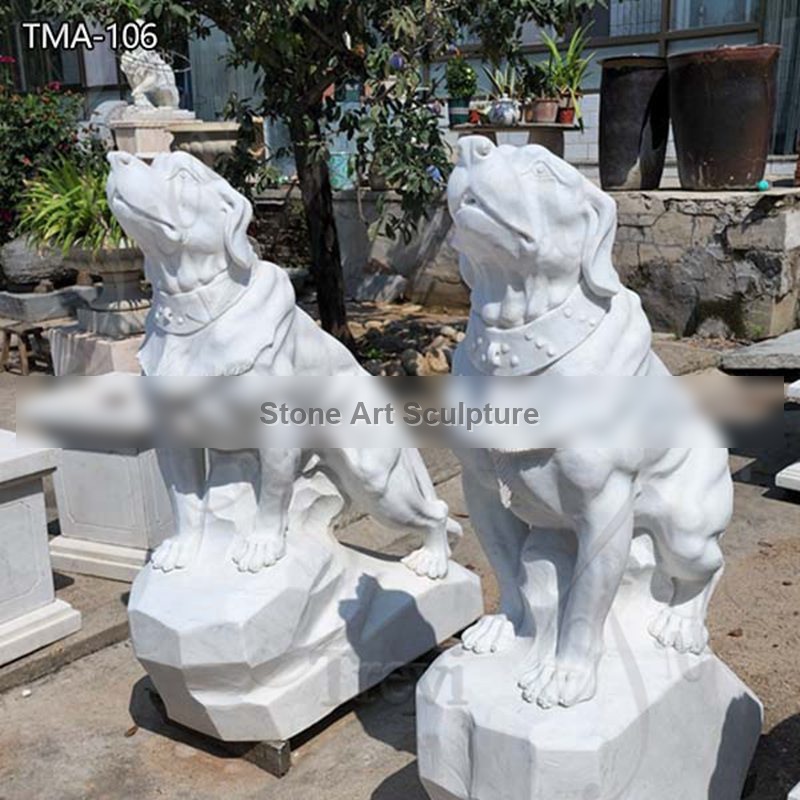 Life Size Marble Dog Statue for Garden for Sale