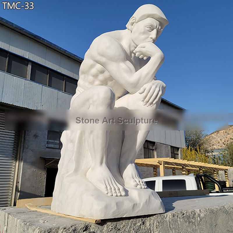 White Marble Famous The Thinker Statue for Sale TMC-33 detail image