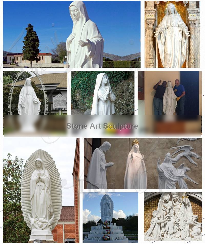 Hand Carved White Marble Virgin Mary Statue Outdoor for Sale CHS-267 detail image