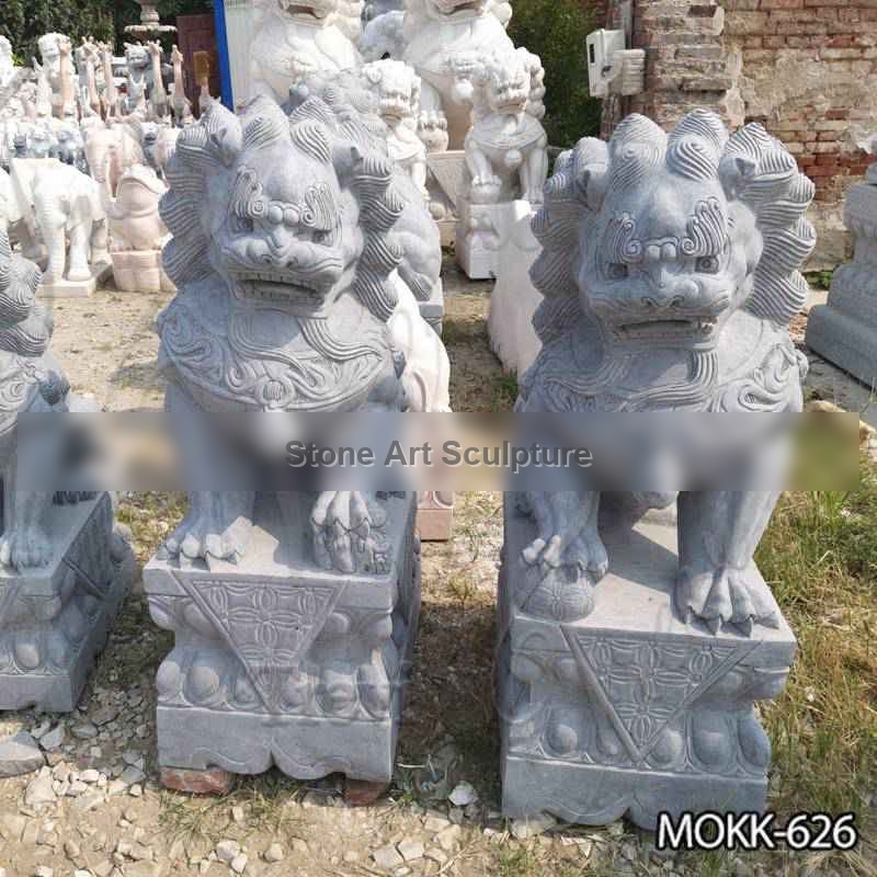 Hand Made Stone Chinese Foo Dog Statue for Front Porch Supplier MOKK-626