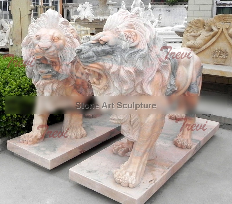 Buy a pair roaring lion sculpture in front of house decor TMA-14 detail image
