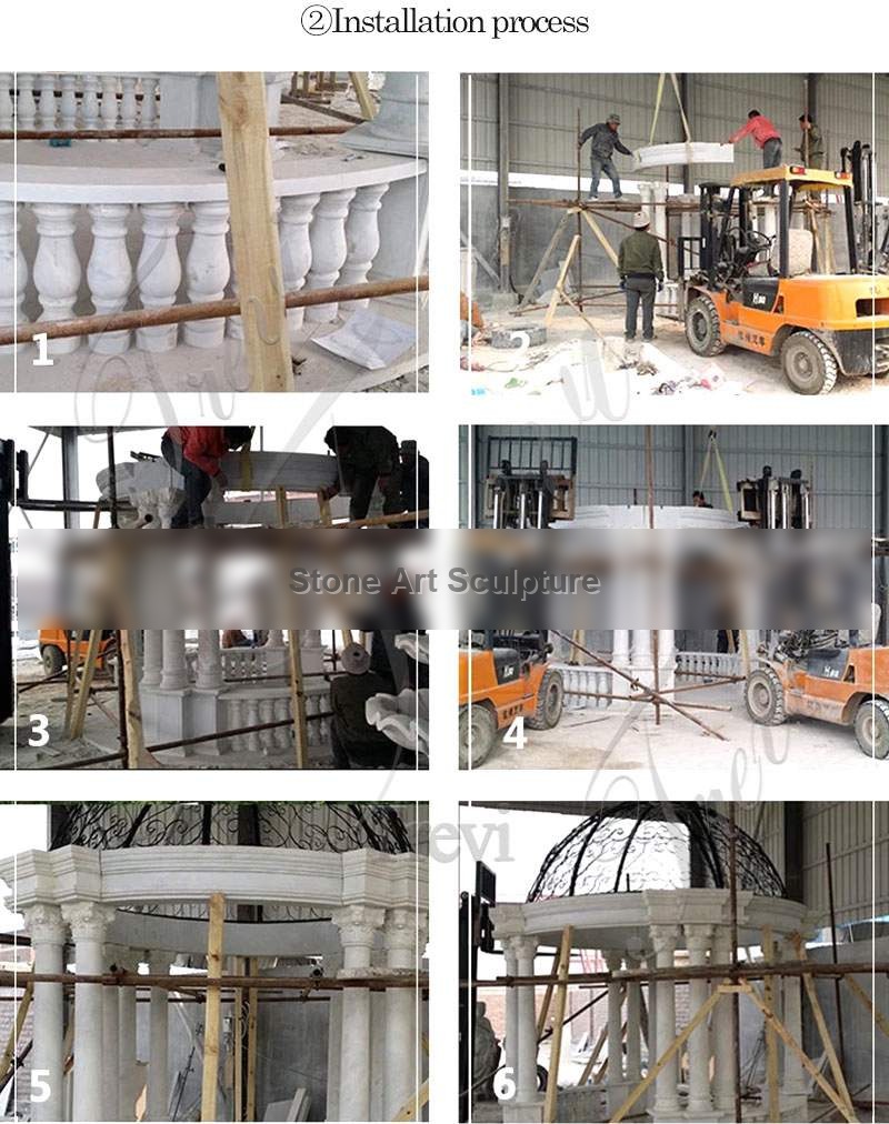 Hand Carved Marble Stone Garden Pavilion with Round Columns MOKK-91 detail image