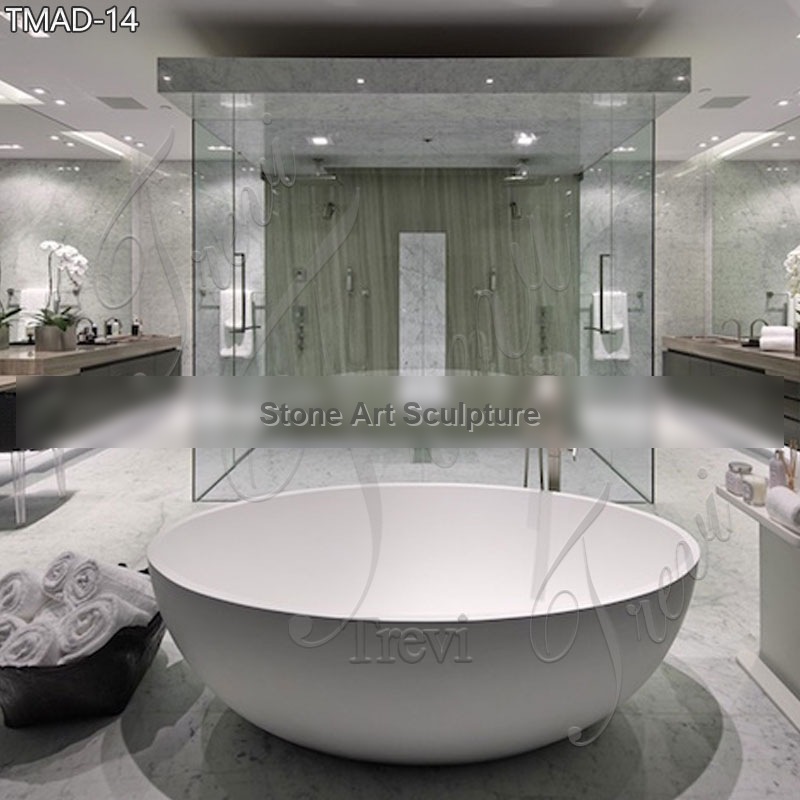 White Luxury Marble Bathtub for Modern Bathroom for Sale TMAD-14 detail image