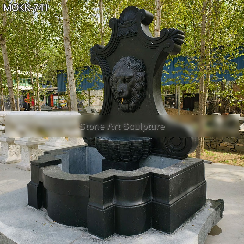 Natural Granite Wall Water Fountain with Lion Head detail image