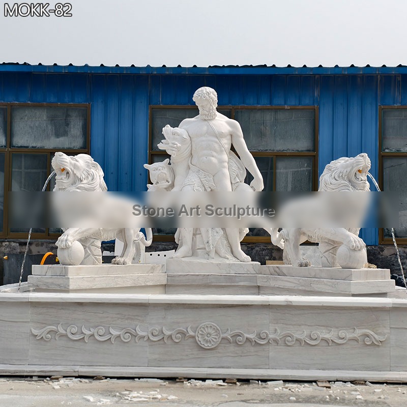 Custom Made Fountain with Hercules and Lions Statue for Sale MOKK-82 detail image