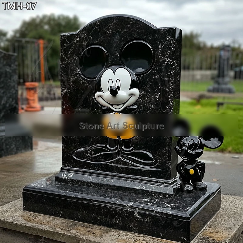 Black Marble Mickey Mouse Tombstone detail image