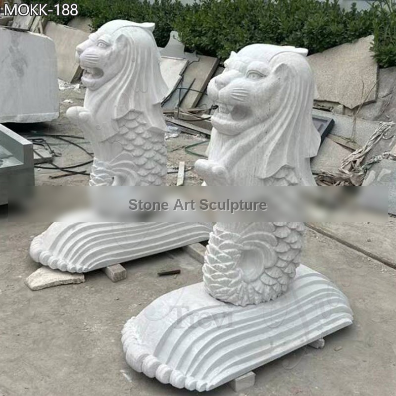 Marble Singapore Lion Fountain Garden Statues Merlion Art MOKK-188 detail image