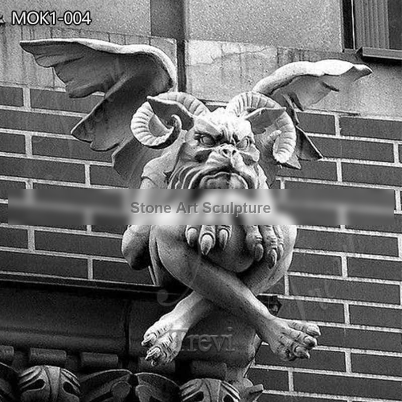 Bull-Horned Marble Gargoyle Statues for Roof for Sale MOK1-004