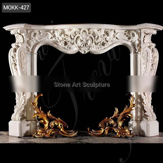 Exquisite Hand Carved White Marble French Fireplace Mantel Manufacturer MOKK-427