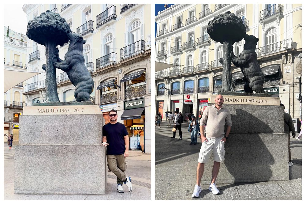 Happy tourists taking photos with the famous Bear and Strawberry Tree
