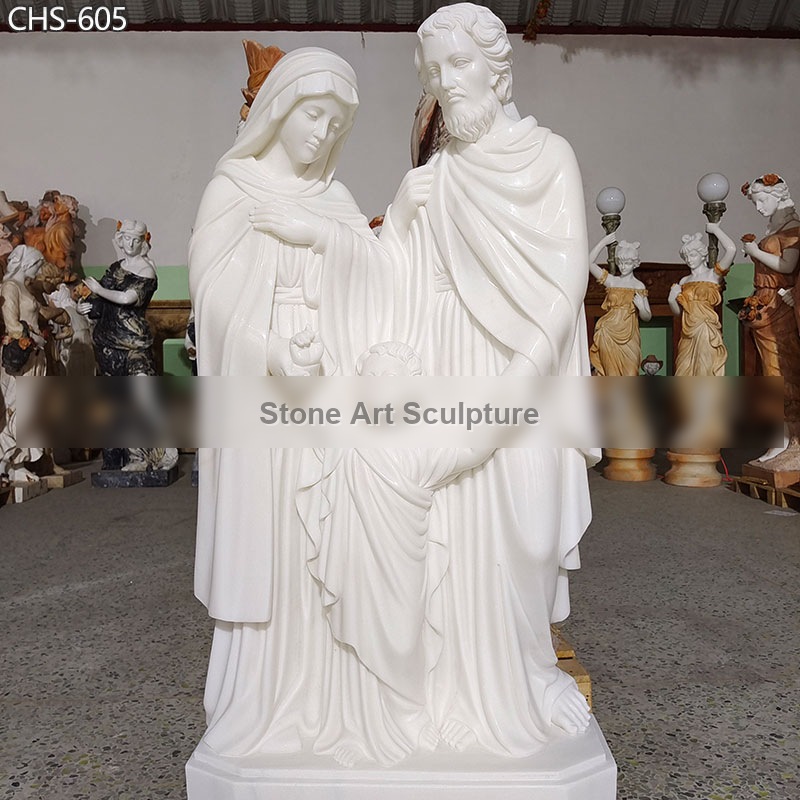 Life Size Outdoor Catholic Holy Family White Marble Statue Garden Decor for Sale CHS-605 detail image