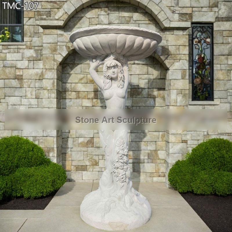Marble Goddess Garden Statue with Planter for Villa TMC-107