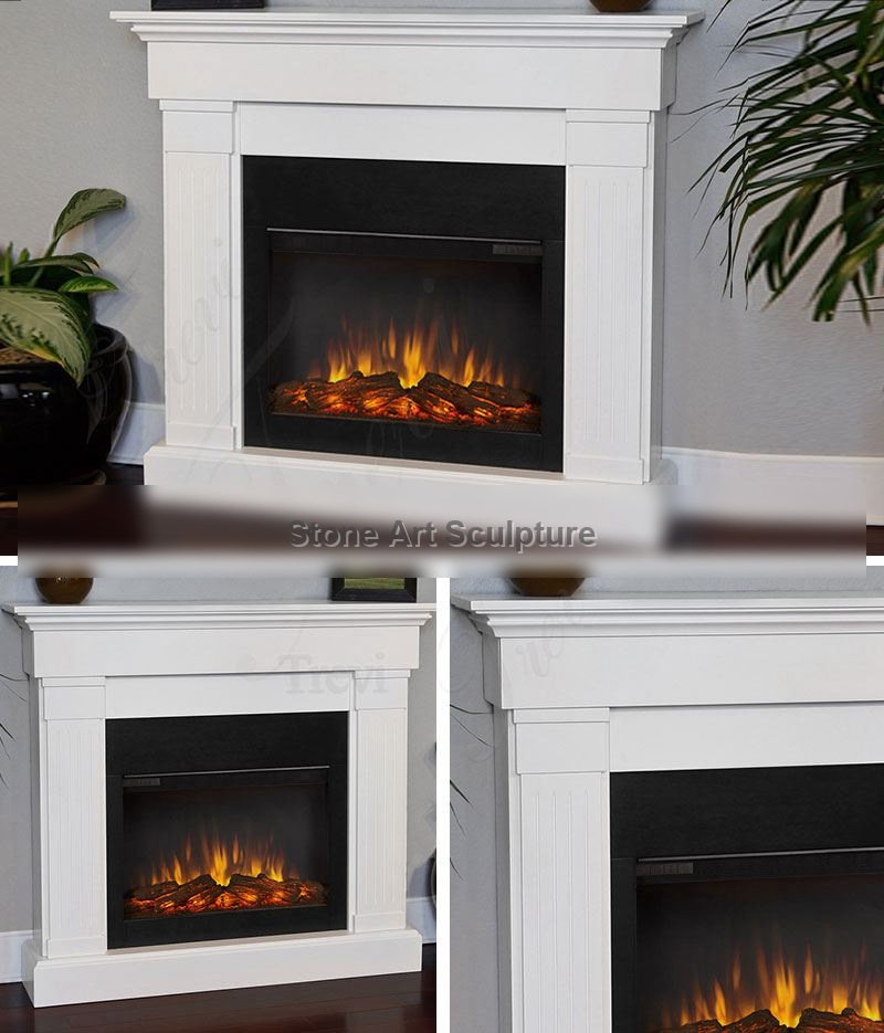 Hand Carved White Marble Fireplace Mantel Manufacturer MOKK-428 detail image