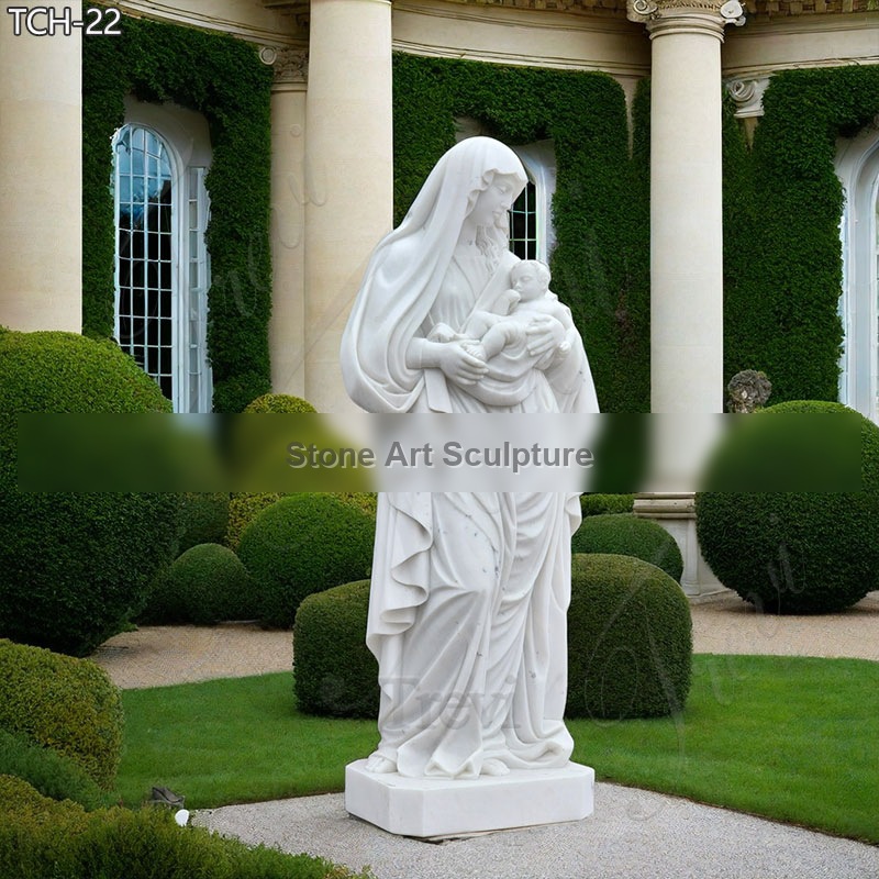 Mother Mary Hold Baby Jesus Life Size Marble Statues TCH-22 detail image