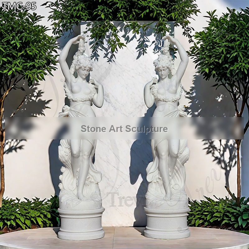 Beautiful Marble Angel with Cross Statue for Cemetery detail image