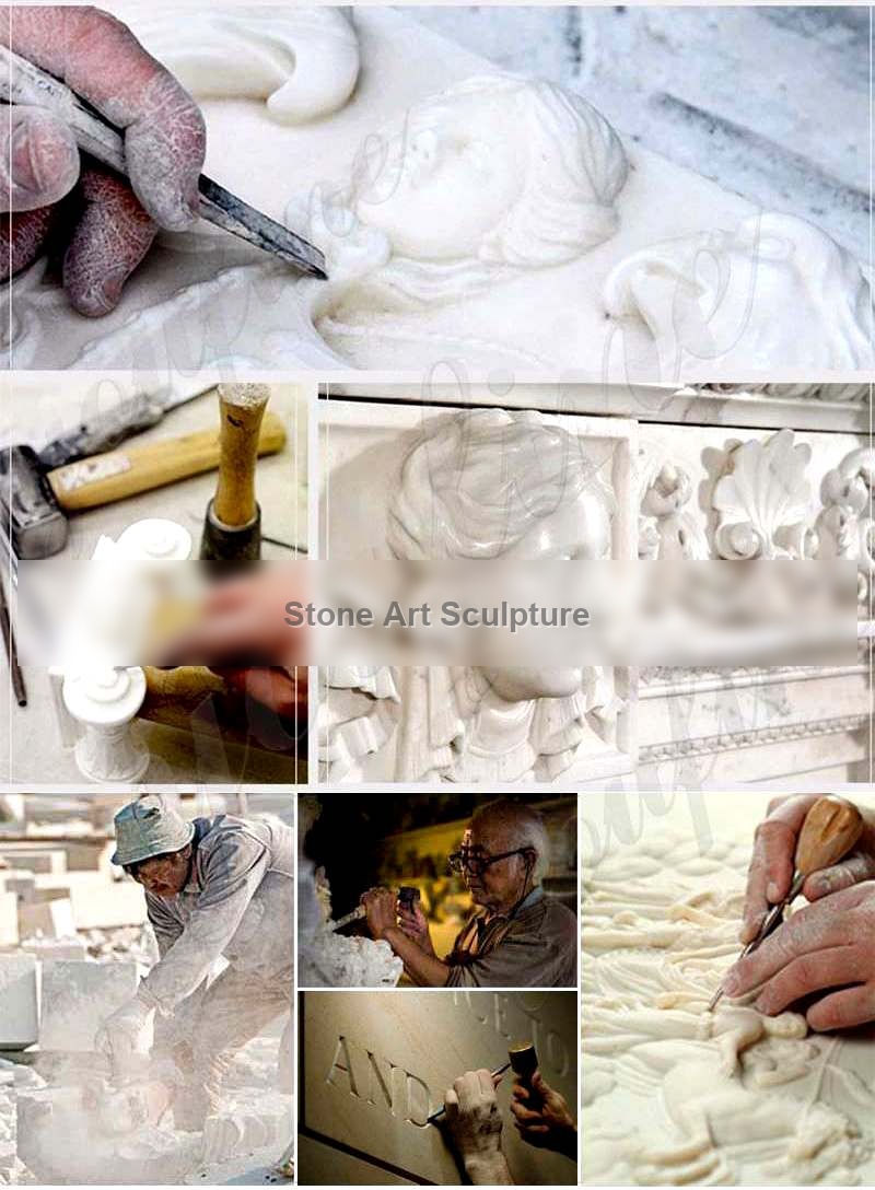 High Quality Decoration White Marble Planters with Figure Carving MOKK-44-1 detail image