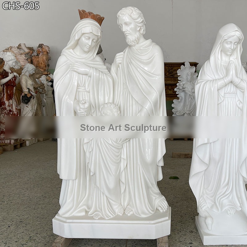 Life Size Outdoor Catholic Holy Family White Marble Statue Garden Decor for Sale CHS-605 detail image