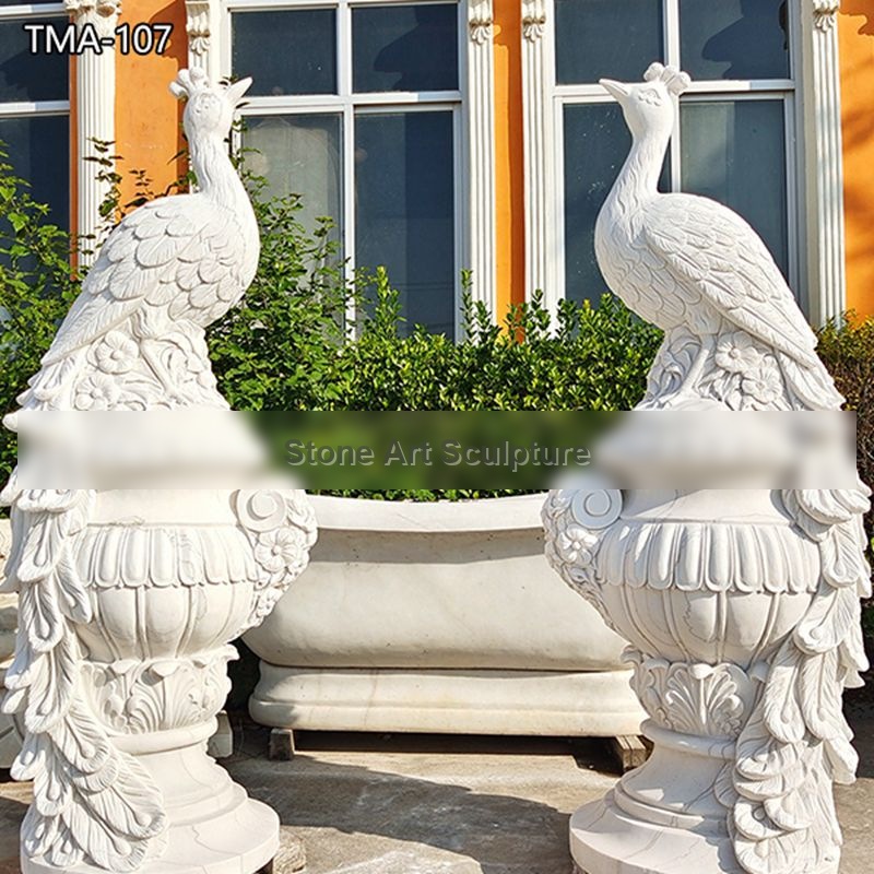 Marble Welcome Statue for Home Peacock Flower Pot Supplier TMA-107