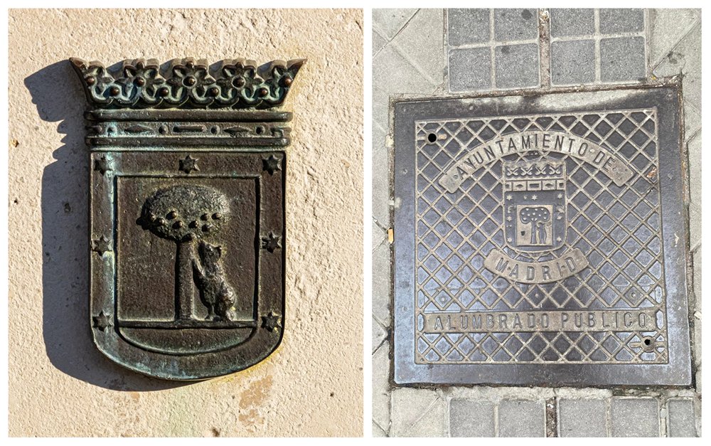 Madrid street sign bearand manhole cover with bear logo