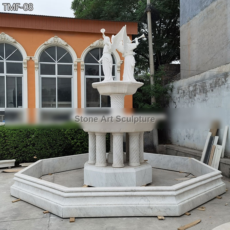 Outdoor Tiered Water Fountain with Angel Blowing a Trumpet detail image