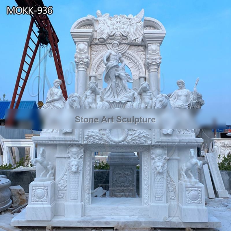Famous Double Italian Stone Fireplace Rome Trevi Design MOKK-936