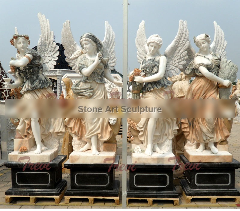 Multi color marble the four goddesses of the seasons angel statues for sale TMC-23 detail image