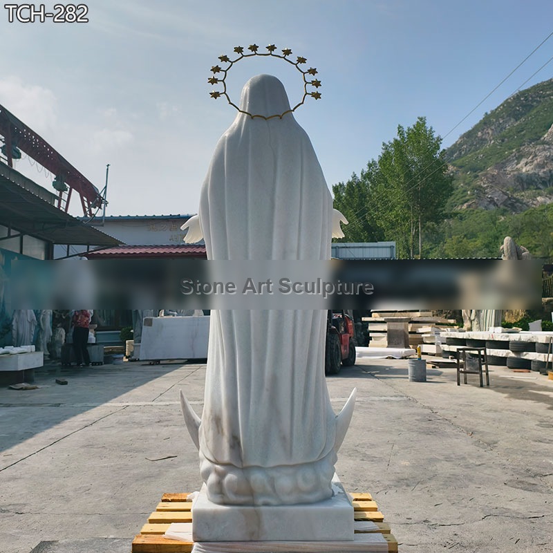 Life Size Marble Pregnant Mother Mary Statue detail image