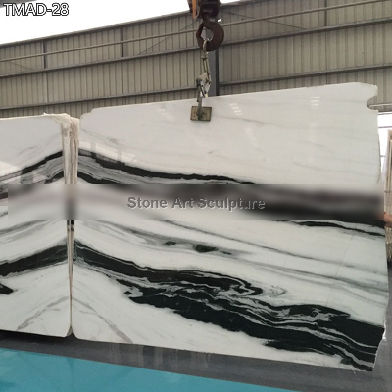 Italian Panda White Marble Slab with Black Veins detail image