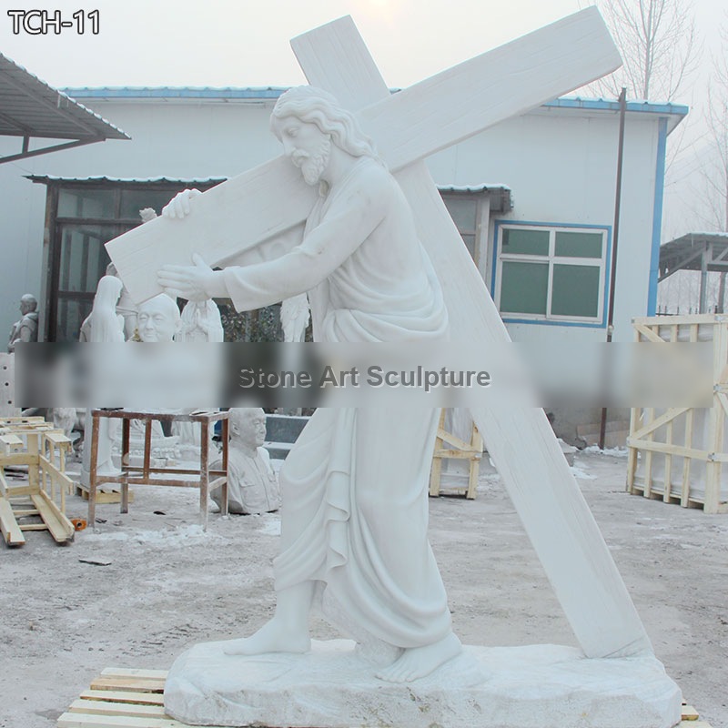 6 feet Jesus Carrying the Cross Marble Statue TCH-11 detail image