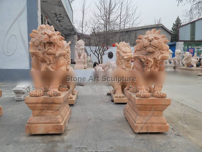 Marble Home Depot Lion Statue Garden Chinese Guardian Art for Sale MOKK-819 detail image