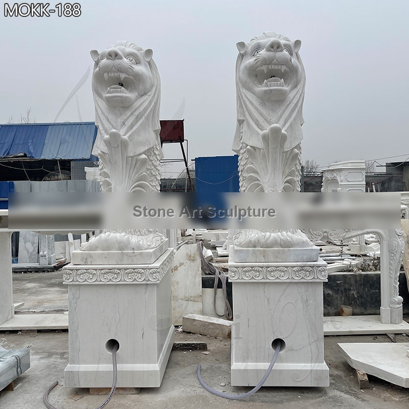 Marble Singapore Lion Fountain Garden Statues Merlion Art MOKK-188 detail image