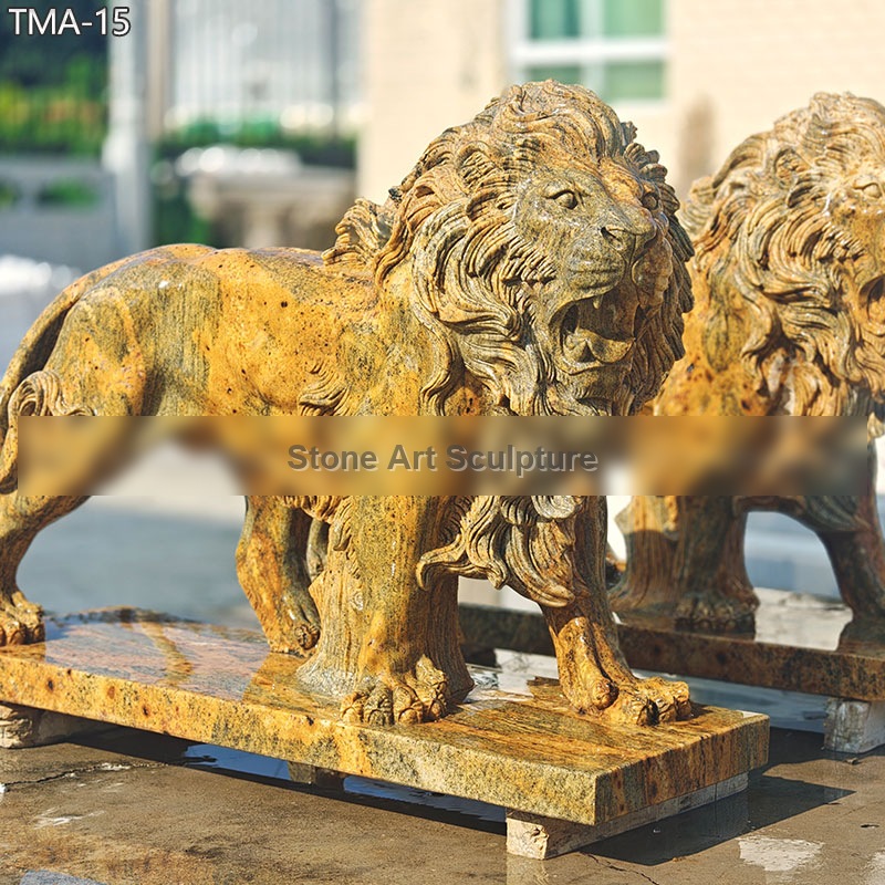 Vintage Italian Marble Life Size Lion Statue TMA-15 detail image