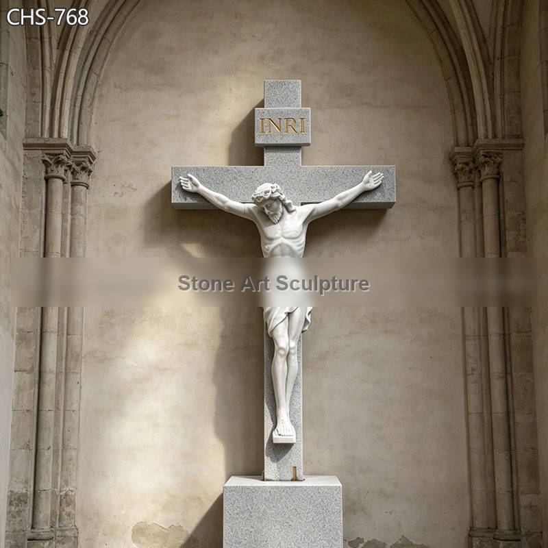 White Marble Crucified Christ Statue for Church CHS-768