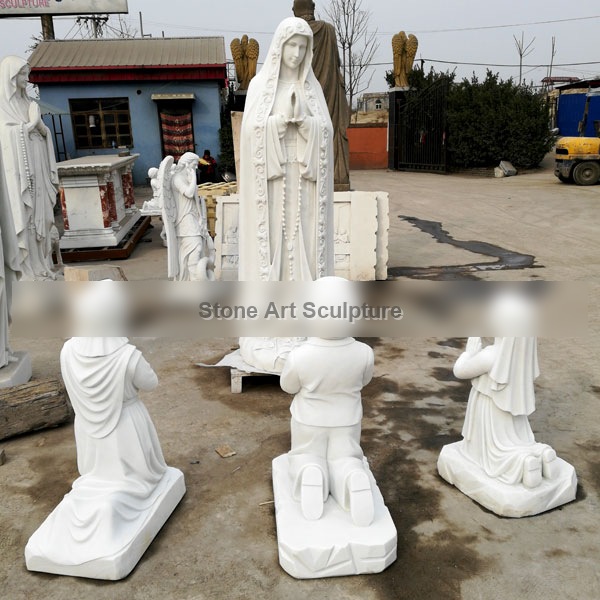Our lady of Fatima with Three Shepherd Catholic Saint Marble Garden Statues TCH-02