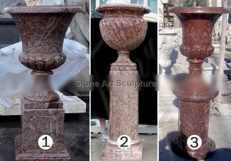Antique Red Marble Large Garden Flower Pots sale TMP-06 detail image