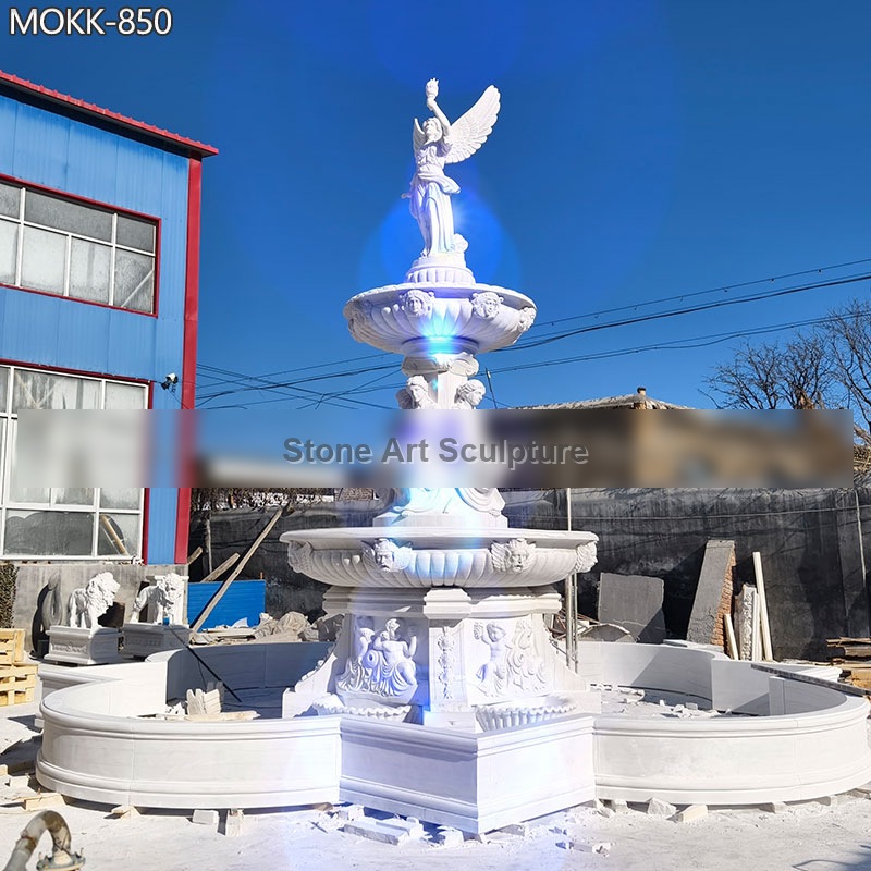 Large Marble Angel Fountain Factory Price MOKK-850 detail image