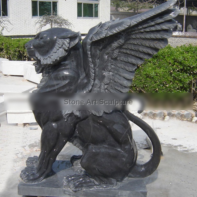 Standing Winged Stone Lion Gargoyle Statues Outside Houses TMA-09 detail image