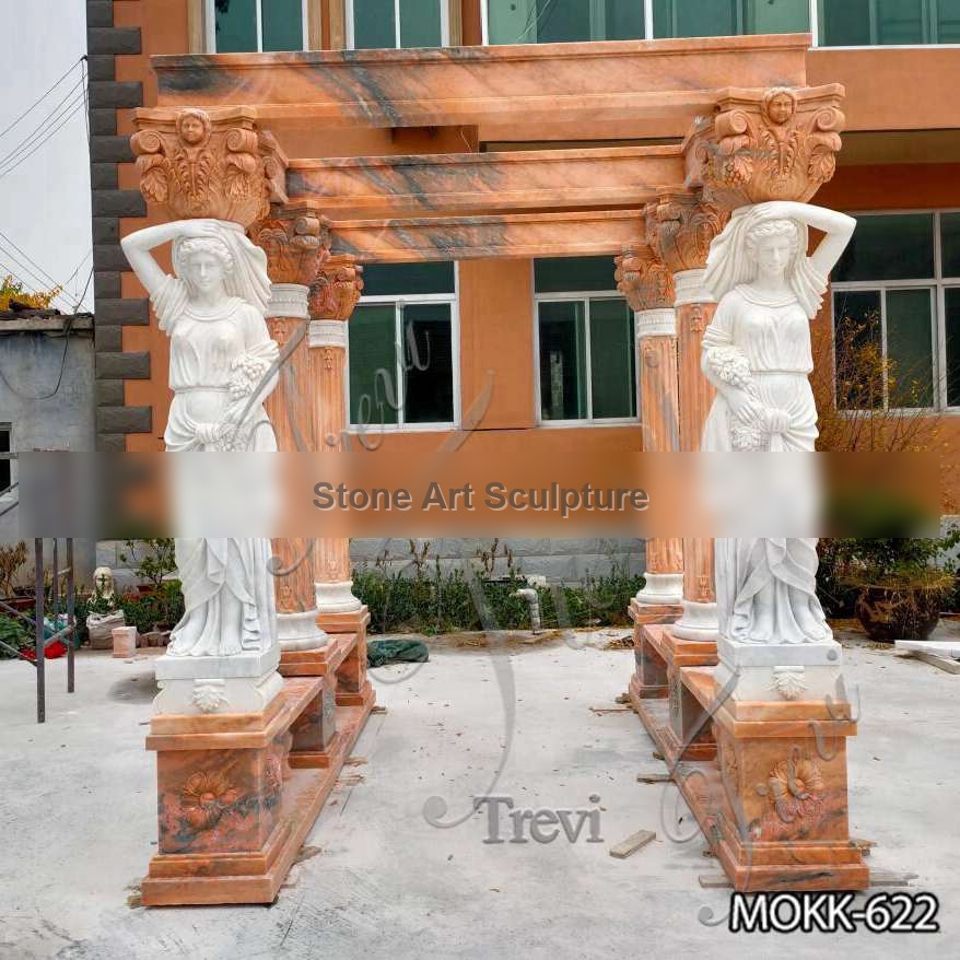 Rectangle Red Marble Statuary Gazebo for Backyards MOKK-622 detail image