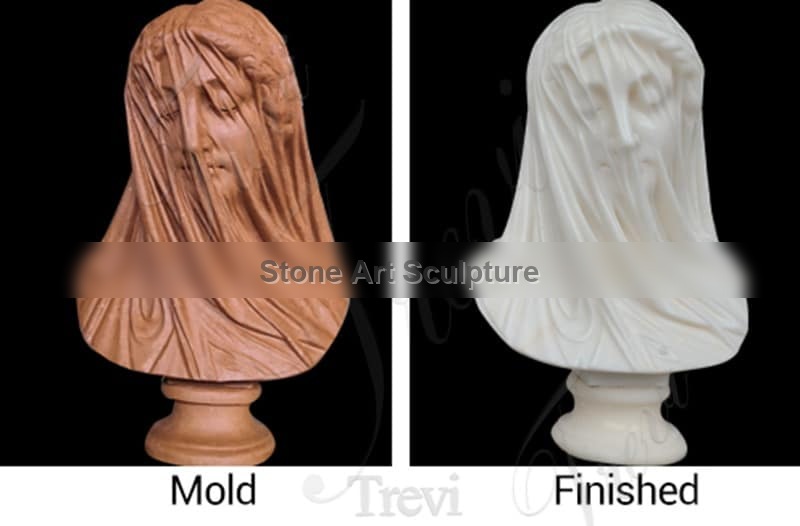 Home Decoration Carrara Marble Virgin Veil Madonna Bust for Sale MOKK-760 detail image