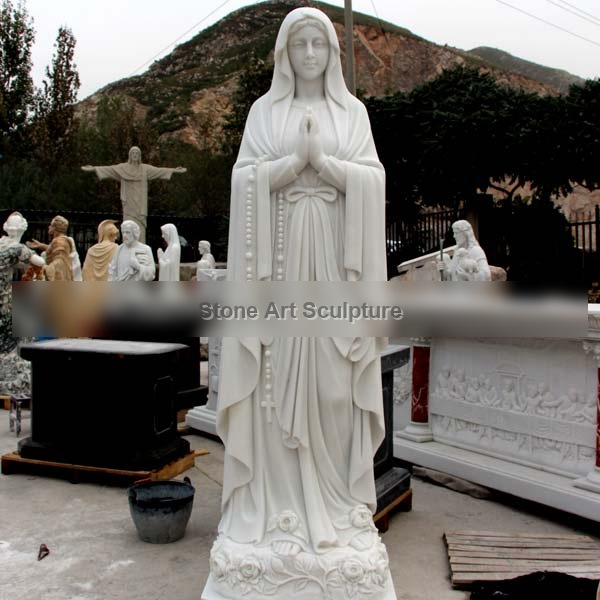Blessed Marble Virgin Lourdes Catholic Garden Statues for Sale TCH-150 detail image