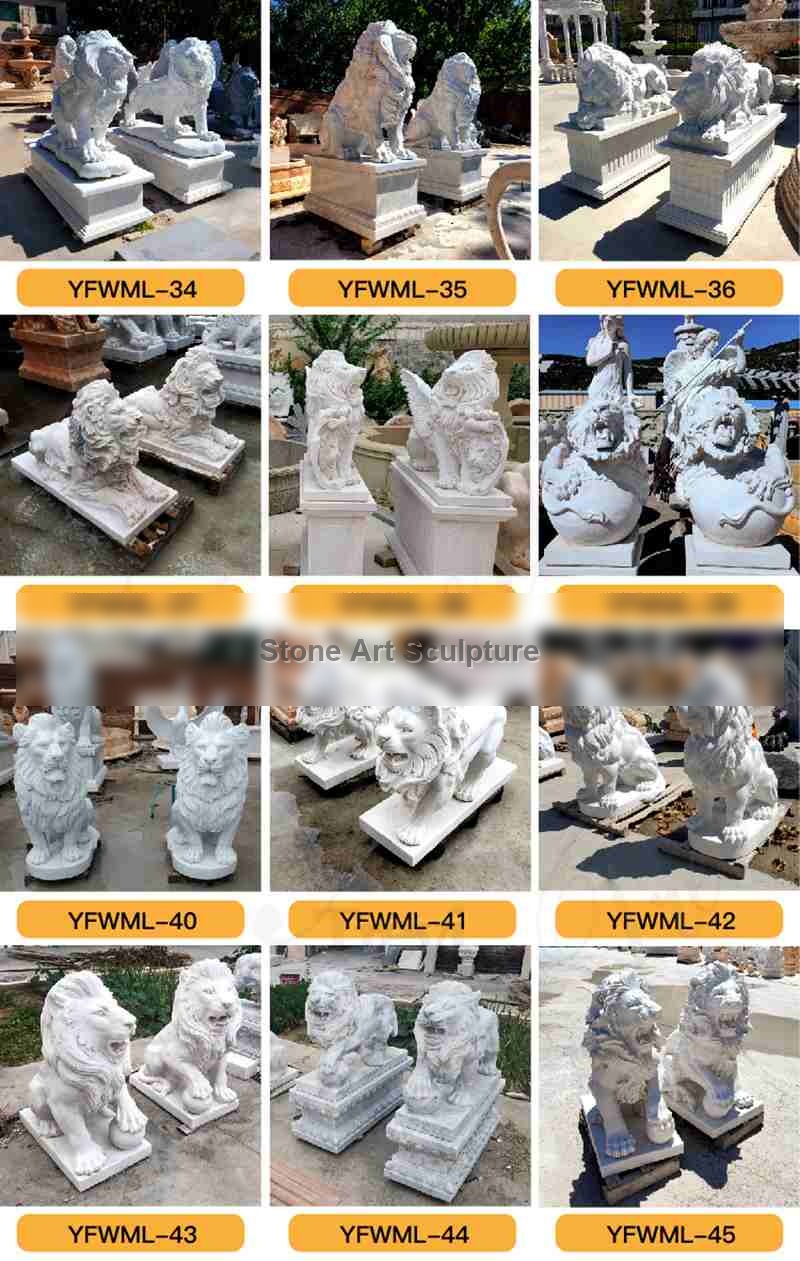 Large Marble Lying Lion Statues for Sale China Factory MOKK-876 detail image