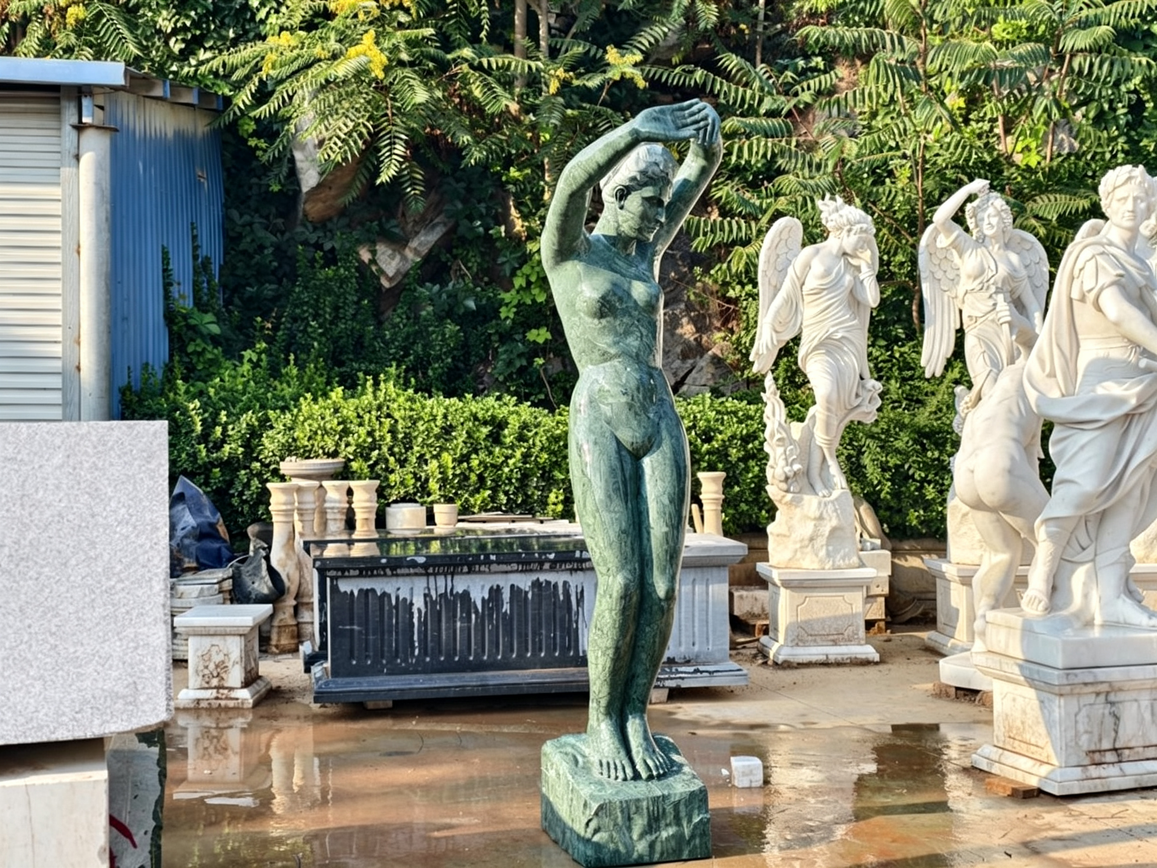 Indian Green Marble Nude Woman statue