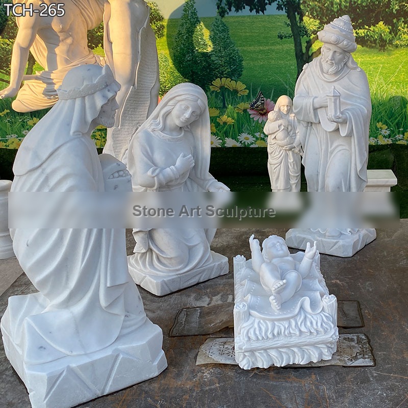 Life Size Religious Nativity Scene Statue in Marble detail image