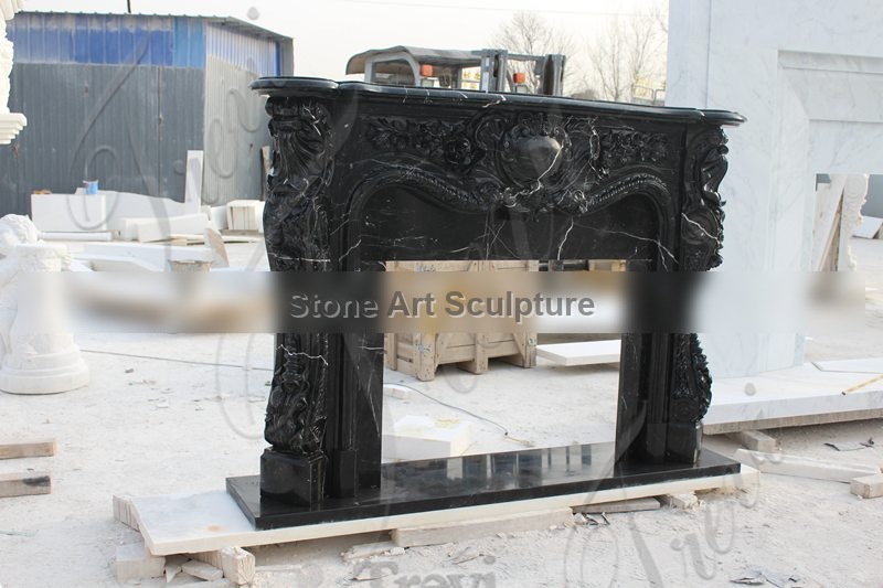 Custom Black Marble Fireplace Surround Factory Supply MOK1-060 detail image