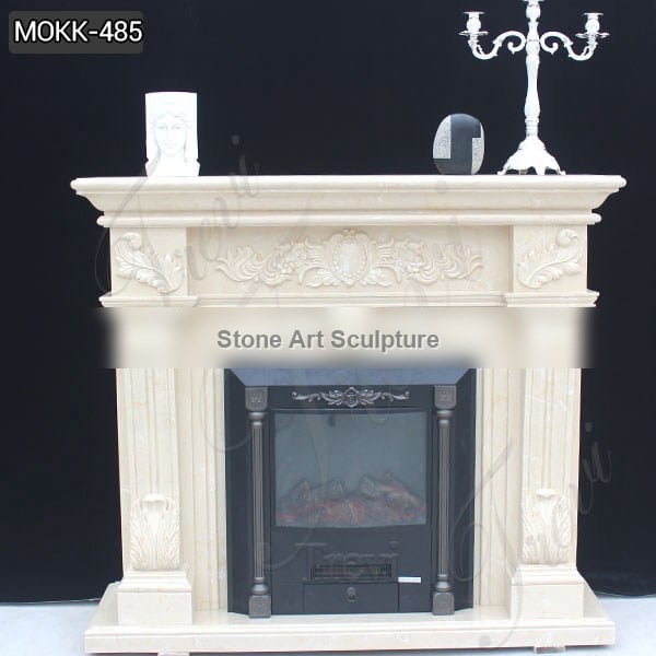 Exquisite White Marble Tile Fireplace Surround Supplier MOKK-485