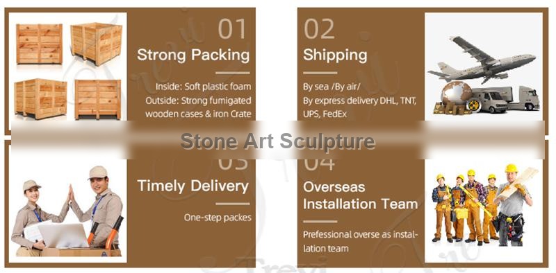 Classic Beige Marble Columns with Beautiful Lady Statues MOKK-167 detail image