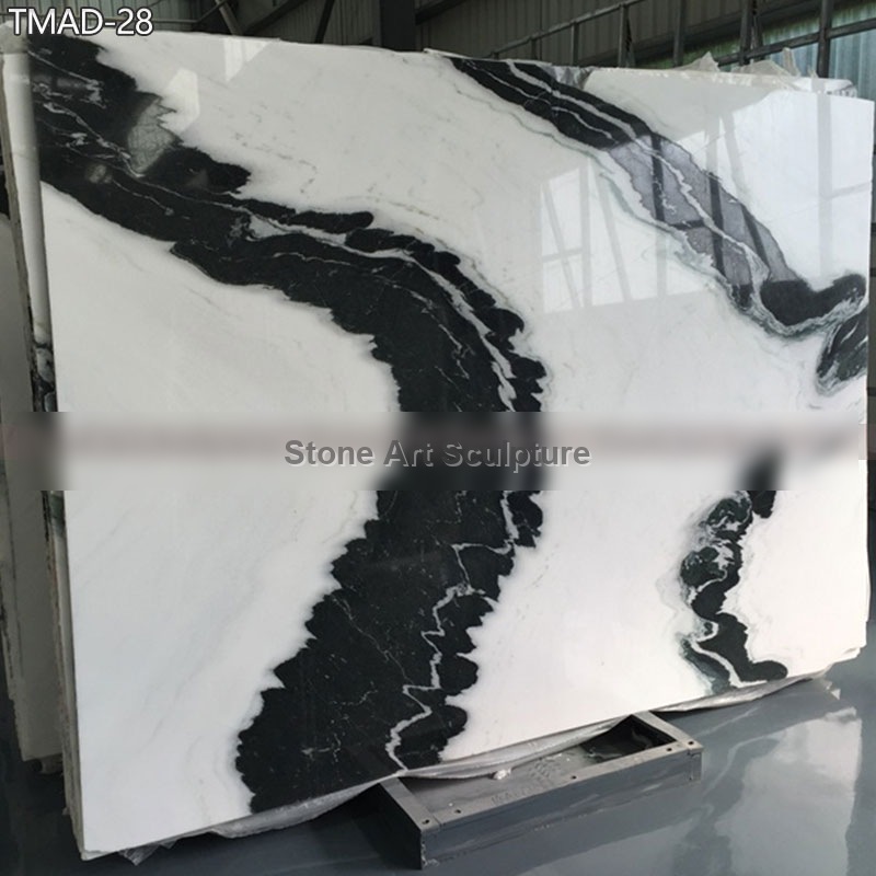 Italian Panda White Marble Slab with Black Veins