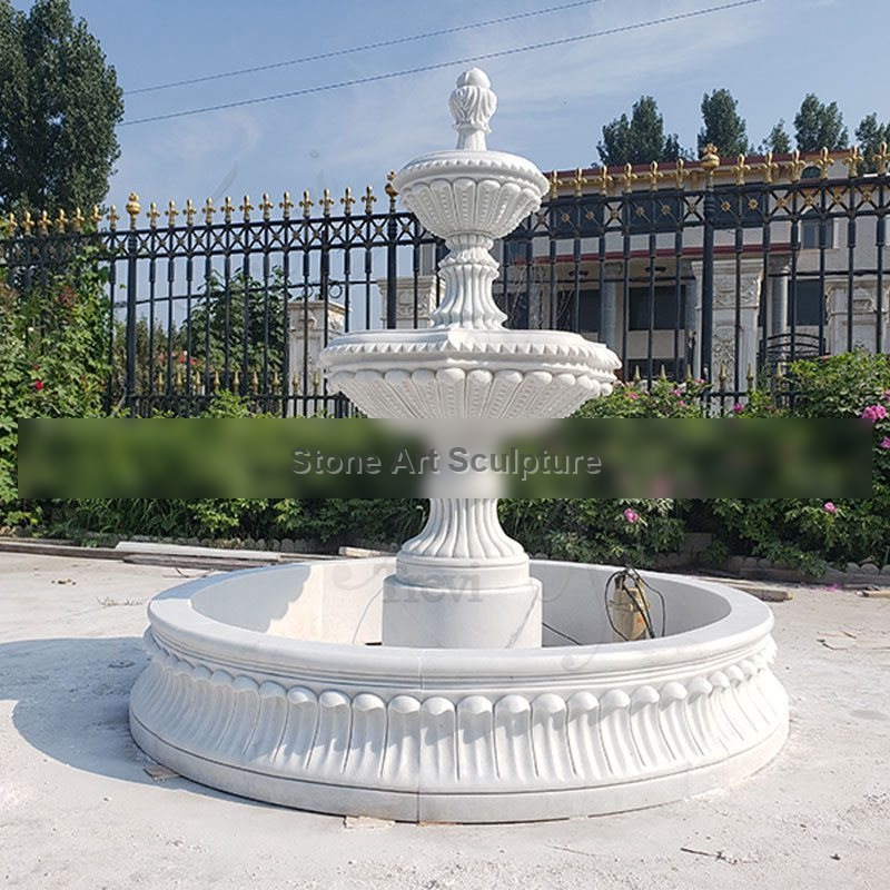 Outdoor Classical Three Tiered Marble Water Fountains Garden Decor MOKK-11 detail image